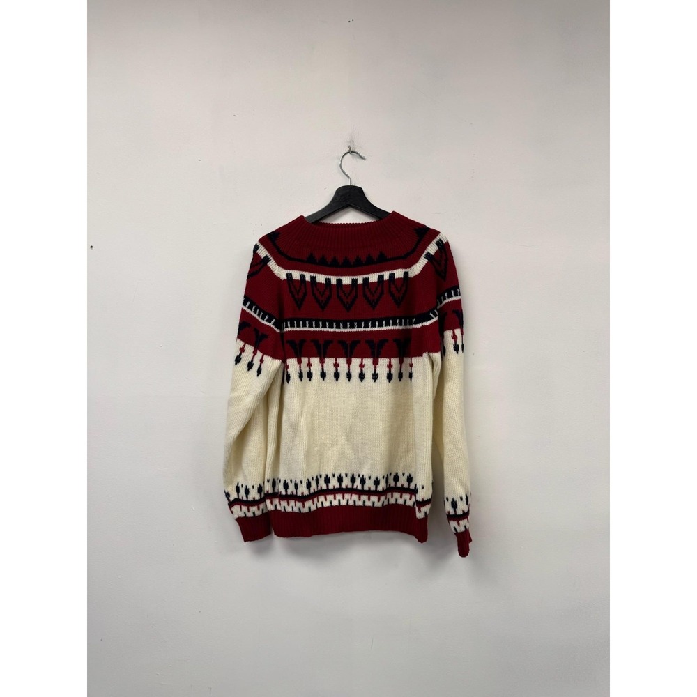 Vintage JCPenney Sweater Mens Medium Red Fair Isle Acrylic‎ Knit Pullover 80s
